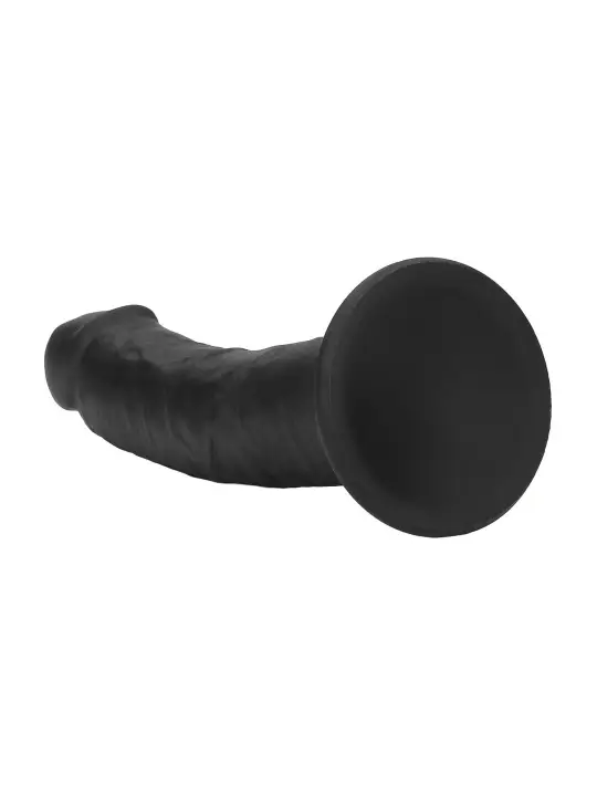 DUAL DENSITY SILICONE CURVED REALISTIC DILDO WITH SUCTION CUP - 7 / 18,5 CM - BLACK