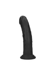 DUAL DENSITY SILICONE CURVED REALISTIC DILDO WITH SUCTION CUP - 7 / 18,5 CM - BLACK
