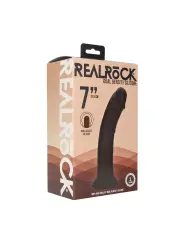 DUAL DENSITY SILICONE CURVED REALISTIC DILDO WITH SUCTION CUP - 7 / 18,5 CM - BLACK