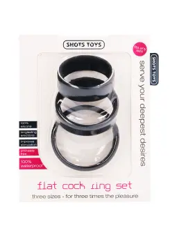 CONJUNTO DE ANÉIS PARA O PÉNIS FLAT COCK RINGS SET PRETOS