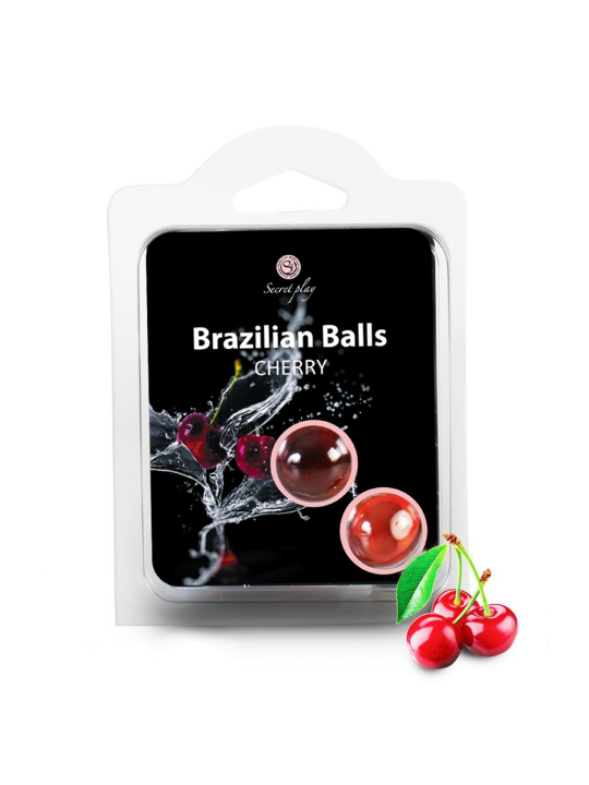 BOLAS LUBRIFICANTES BEIJÁVEIS BRAZILIAN BALLS SABOR A CEREJA 2 x 4GR