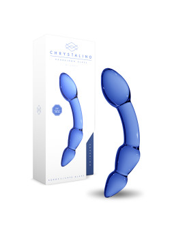 DILDO EM VIDRO SUPERIOR CHRYSTALINO AZUL