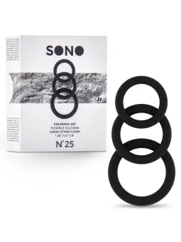 CONJUNTO DE ANÉIS PARA O PÉNIS SONO Nº25 COCKRING SET PRETO