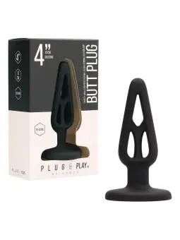 PLUG ANAL EM SILICONE PLUG & PLAY 4” PRETO