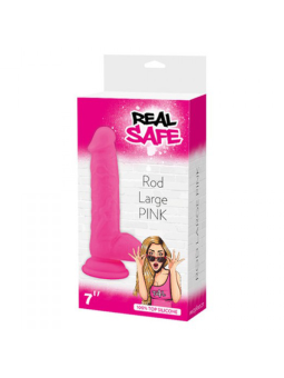 DILDO EM SILICONE REAL SAFE ROD LARGE ROSA