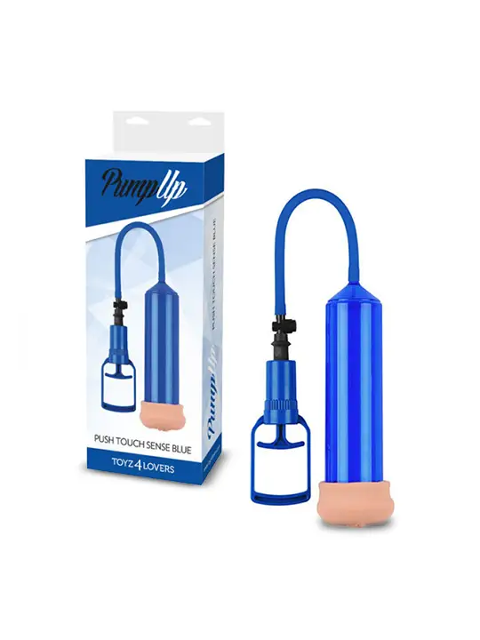 BOMBA PARA O PÉNIS COM MASTURBADOR PUSH TOUCH SENSE AZUL