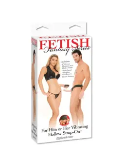 STRAP-ON OCO COM VIBRAÇÃO VIBRATING HOLLOW STRAP-ON FETISH FANTASY SERIES BRANCO