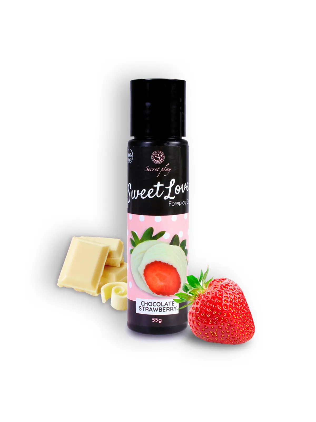 GEL LUBRIFICANTE COM SABOR A MORANGO E CHOCOLATE BRANCO SWEET LOVE SECRET PLAY 60ML