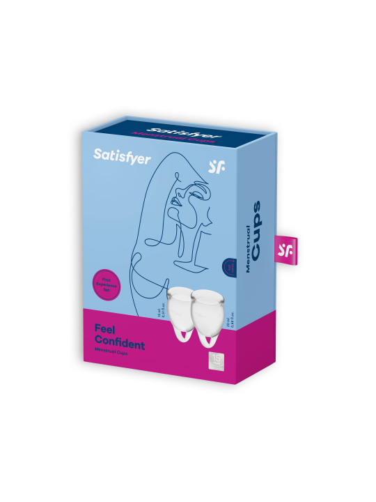 CONJUNTO DE 2 COPOS MENSTRUAIS FEEL CONFIDENT SATISFYER TRANSPARENTE