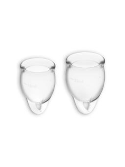 CONJUNTO DE 2 COPOS MENSTRUAIS FEEL CONFIDENT SATISFYER TRANSPARENTE