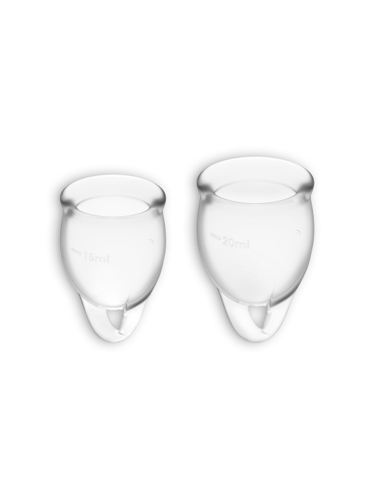 CONJUNTO DE 2 COPOS MENSTRUAIS FEEL CONFIDENT SATISFYER TRANSPARENTE