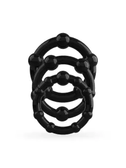 SET DE ANÉIS PENIANOS TRIPLE BEAD PRETOS CRUSHIOUS