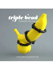 SET DE ANÉIS PENIANOS TRIPLE BEAD PRETOS CRUSHIOUS