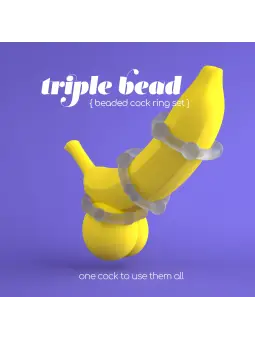 SET DE ANÉIS PENIANOS TRIPLE BEAD TRANSPARENTES CRUSHIOUS