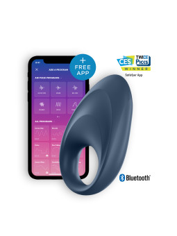 ANEL VIBRATÓRIO COM APP E BLUETOOTH MIGHTY ONE RING SATISFYER AZUL