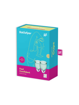 CONJUNTO DE 2 COPOS MENSTRUAIS FEEL CONFIDENT SATISFYER VERDE ESCURO