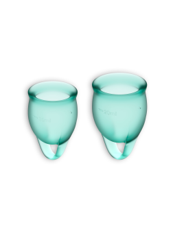 CONJUNTO DE 2 COPOS MENSTRUAIS FEEL CONFIDENT SATISFYER VERDE ESCURO