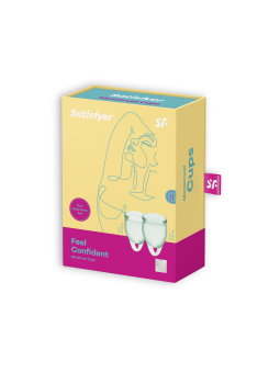 CONJUNTO DE 2 COPOS MENSTRUAIS FEEL CONFIDENT SATISFYER VERDE CLARO