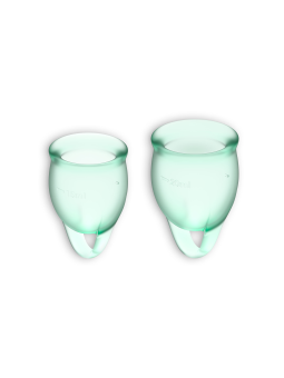 CONJUNTO DE 2 COPOS MENSTRUAIS FEEL CONFIDENT SATISFYER VERDE CLARO