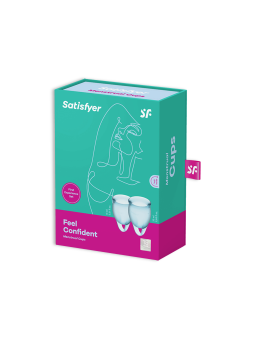 CONJUNTO DE 2 COPOS MENSTRUAIS FEEL CONFIDENT SATISFYER AZUL CLARO