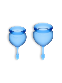 CONJUNTO DE 2 COPOS MENSTRUAIS FEEL GOOD SATISFYER AZUL ESCURO