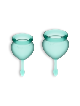 CONJUNTO DE 2 COPOS MENSTRUAIS FEEL GOOD SATISFYER VERDE ESCURO