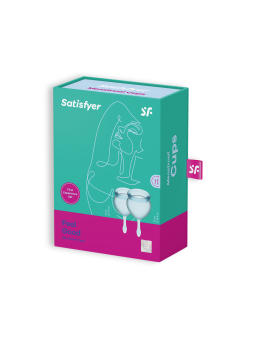 CONJUNTO DE 2 COPOS MENSTRUAIS FEEL GOOD SATISFYER AZUL CLARO