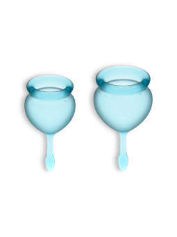 CONJUNTO DE 2 COPOS MENSTRUAIS FEEL GOOD SATISFYER AZUL CLARO