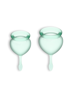 CONJUNTO DE 2 COPOS MENSTRUAIS FEEL GOOD SATISFYER VERDE CLARO