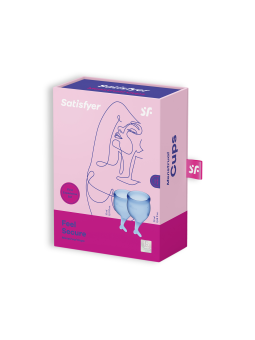 CONJUNTO DE 2 COPOS MENSTRUAIS FEEL SECURE SATISFYER AZUL ESCURO