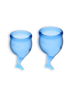 CONJUNTO DE 2 COPOS MENSTRUAIS FEEL SECURE SATISFYER AZUL ESCURO