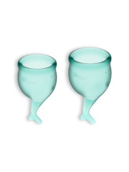 CONJUNTO DE 2 COPOS MENSTRUAIS FEEL SECURE SATISFYER VERDE ESCURO