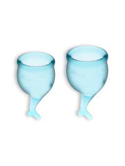 CONJUNTO DE 2 COPOS MENSTRUAIS FEEL SECURE SATISFYER AZUL CLARO