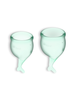 CONJUNTO DE 2 COPOS MENSTRUAIS FEEL SECURE SATISFYER VERDE CLARO