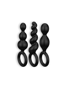 CONJUNTO DE 3 PLUGS ANAIS BOOTY CALL SATISFYER PRETOS