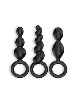 CONJUNTO DE 3 PLUGS ANAIS BOOTY CALL SATISFYER PRETOS