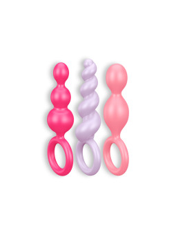 CONJUNTO DE 3 PLUGS ANAIS BOOTY CALL SATISFYER COLORIDOS