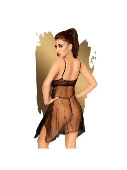 CAMISA DE NOITE E TANGA NAUGHTY DOLL PENTHOUSE PRETA