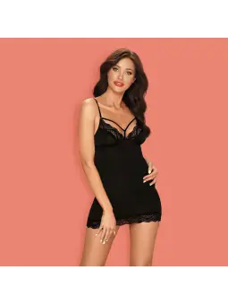 CAMISA DE NOITE E TANGA DIYOSA OBSESSIVE PRETA