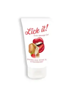 LUBRIFICANTE BEIJÁVEL LICK-IT MORANGO E CHAMPANHE 50ML