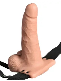 ARNÊS COM DILDO OCO RECARREGÁVEL 6" HOLLOW RECHARGEABLE STRAP-ON COM COMANDO FETISH FANTASY SERIES