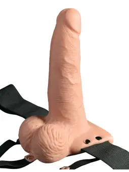 ARNÊS COM DILDO OCO RECARREGÁVEL 6" HOLLOW RECHARGEABLE STRAP-ON COM COMANDO FETISH FANTASY SERIES