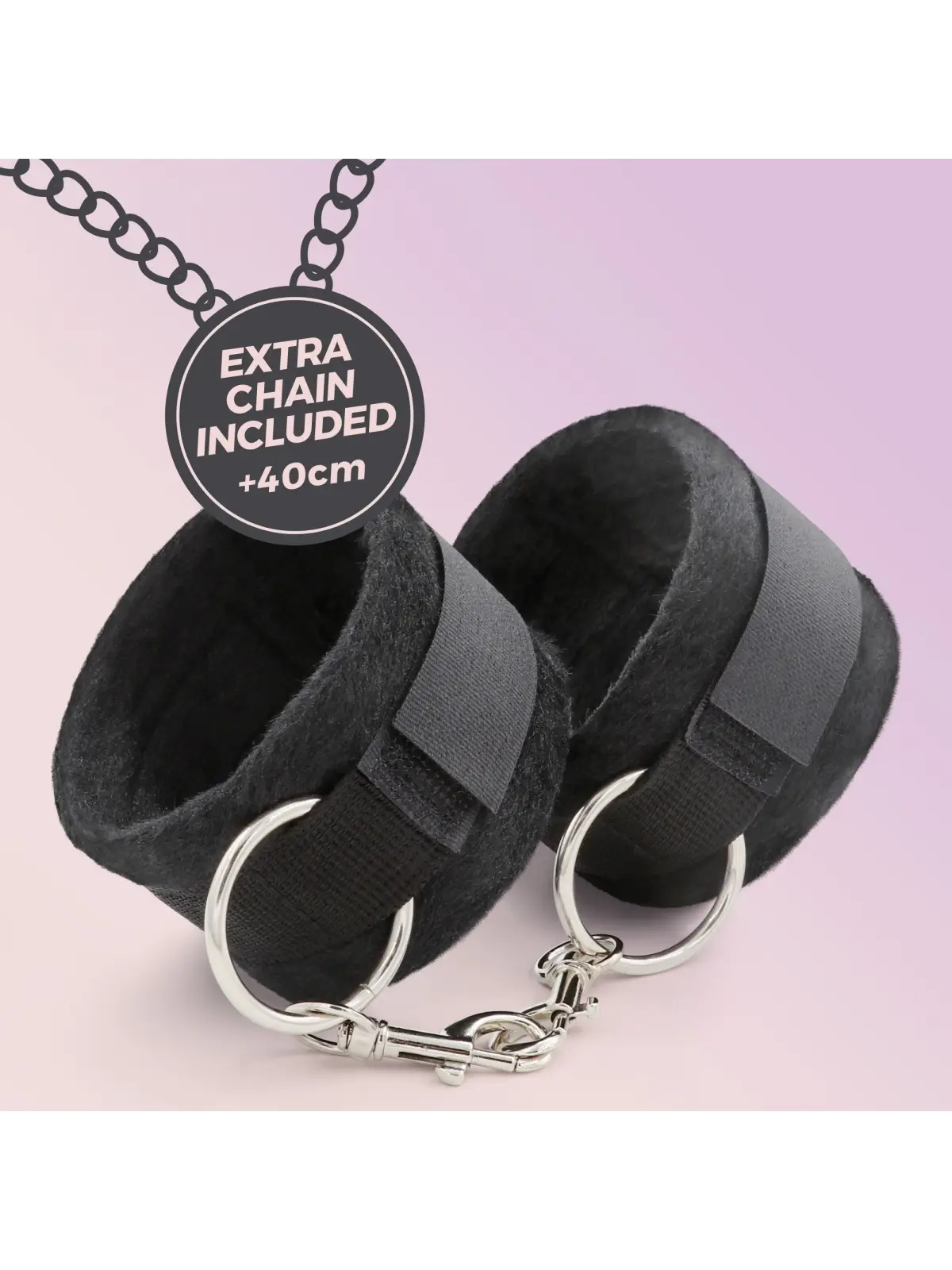 ALGEMAS DE VELCRO TOUGH LOVE COM CORRENTE DE 40CM EXTRA CRUSHIOUS PRETAS