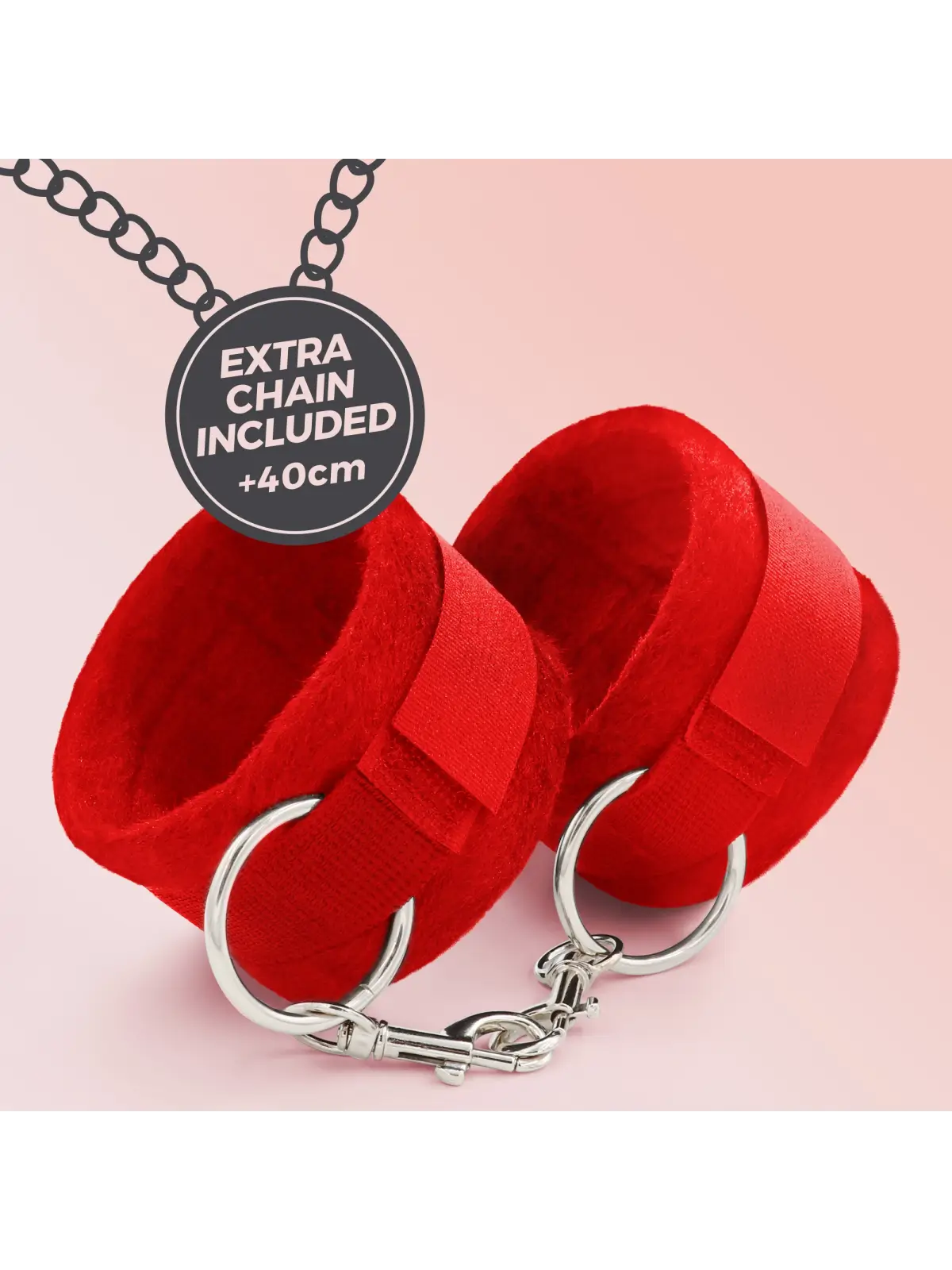 ALGEMAS DE VELCRO TOUGH LOVE COM CORRENTE DE 40CM EXTRA CRUSHIOUS VERMELHAS