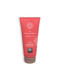 GEL DE MASSAGEM E LUBRIFICANTE 2EM1 COM SABOR A MORANGO SHIATSU™ 200ML