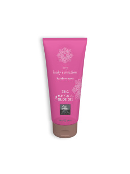 GEL DE MASSAGEM E LUBRIFICANTE 2EM1 COM SABOR A FRAMBOESA SHIATSU™ 200ML