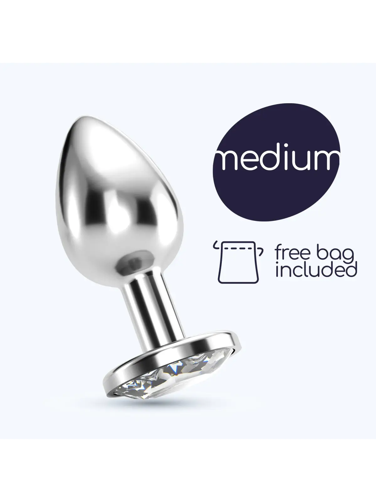 PLUG ANAL JOIA BIJOU TRANSPARENTE MÉDIO CRUSHIOUS COM BOLSA AVELUDADA GRÁTIS