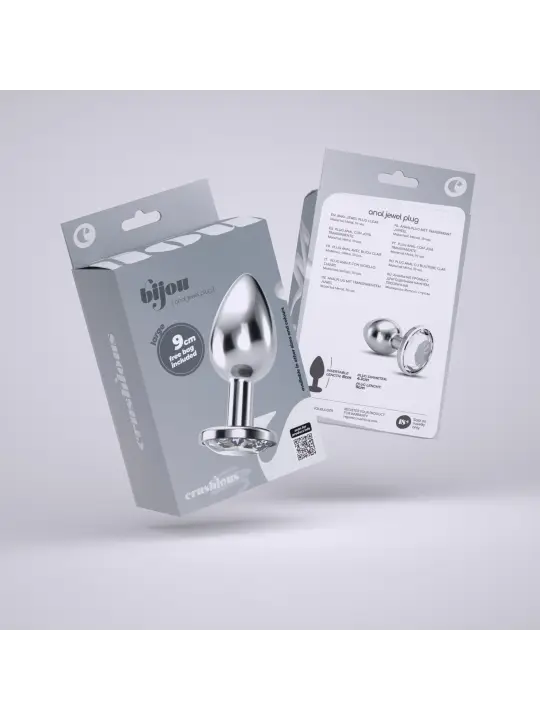 PLUG ANAL JOIA BIJOU TRANSPARENTE GRANDE CRUSHIOUS COM BOLSA AVELUDADA GRÁTIS