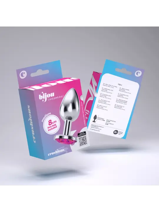 PLUG ANAL JOIA BIJOU ROSA MÉDIO CRUSHIOUS COM BOLSA AVELUDADA GRÁTIS
