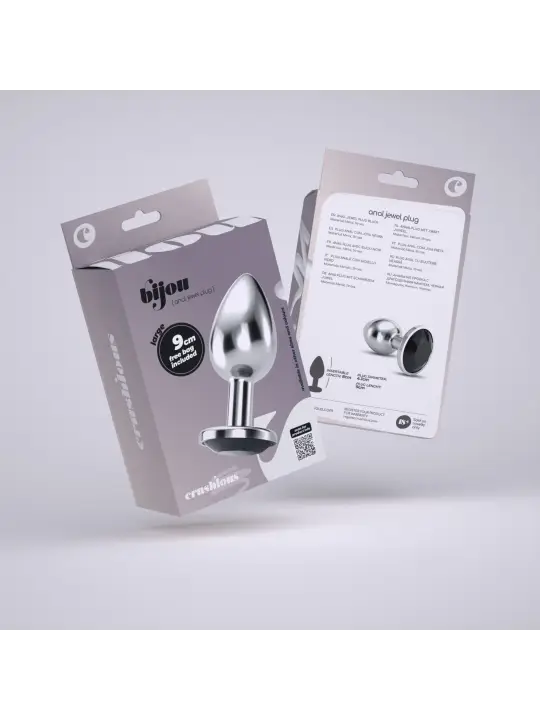 PLUG ANAL JOIA BIJOU PRETO GRANDE CRUSHIOUS COM BOLSA AVELUDADA GRÁTIS